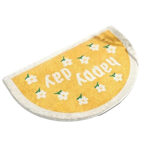 Soft Floor Mats Small Fresh Text Flowers Rugs Home Entrance Carpet Bedroom Toilet Bathroom Door Absorbent Non-Slip Foot Pad(Yellow)