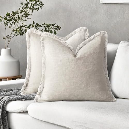 Housse de coussin douce pour canapé rêche | Solution déco beige 45x45cm - 3