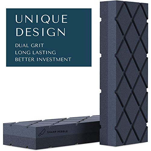 Sharp Pebble Large Flattening Stone- Dual Grit Coarse/Fine Sharpening Stones Flattener- Diamond Grooves Whetstone Fixer-Re Level Any Whetstones, Waterstones, Oil Stones