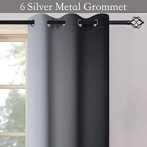 Image of SimpleHome Ombre Black to Grey White Curtains for Living Room 42Wx63L | Room Darkening Curtains for Bedroom,Gradient Light Blocking Curtain,Thermal Insulated Grommet Window Drapes,2 Panels,63 Inch