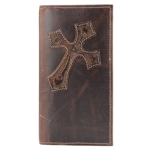 American Bison Oil Pull Up Leather Rodeo Wallet – Tooled Western Design, Durable & Stylish (Brown)