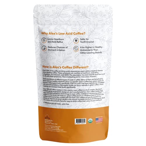 Alex'S Low Acid Organic Coffee 12Oz Bag - Whole Bean French Roast thumb #2