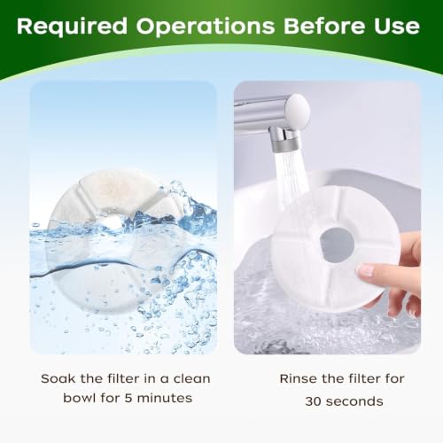 Image of Cat Water Fountain Filter Replacement, 8 Round Carbon Filters and 4 Upgraded Pre-Filter Sponges for Wonder Creature 81oz /2.4L Round Stainless Steel Top Cat Fountain