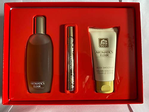 Clinique Aromatics Elixir For Women 3 Piece Set (3.4 Ounce Aromatics Elixir Spray + 2.5 Body Smoother + 0.34 Aromatics Elixir Spray) #TOP25