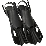 Khroom Flossen Erwachsene & Kinder Gr.32-47 verstellbar Schnorchelflossen kurz | Schwimmflossen Kurzflossen zum Schnorcheln | Taucherflossen einstellbar zum Schnorcheln Tauchen (L/XL 42-47, Schwarz)