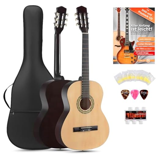 Classic Cantabile Acoustic Series AS-851-L Guitarra Clásica 7/8 para zurdos SET de inicio (guitarra de concierto, funda/bolsa, escuela, CD, DVD, púas, cuerdas, afinador) natural