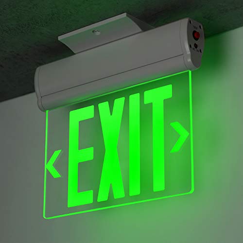 LEONLITE Green Emergency Exit Sign, UL 924, LED Edge Lit Exit Sign, Hardwired Exit Lights with Battery Backup, Double Sided, Rotating Acrylic Clear Panel, Top/Side/Wall Mount, AC 120/277V, Pack of 6 by LEONLITE - Image 7