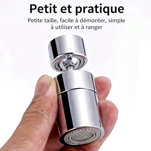 BLOMBLAUM Aérateur de robinet de cuisine rotatif à 360° avec 2 modes de jet, rallonge de robinet anti-éclaboussures avec filtres et adaptateurs, aérateur pour évier cuisine et salle de bain – vue 2