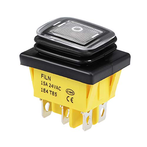 Uxcell Dpdt Boat Rocker Switch White Led Waterproof Toggle Switches For Boat Car Marine On/Off/On Ac/Dc 24V/15A #TOP12