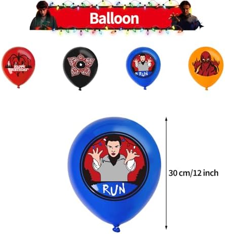 44Pcs Stranger Season 5 Things Birthday Party Decorations Set - Movie Theme Anime Theme Supplies Include Balloons, Banner, Cake Topper & Cupcake Toppers for Fans Lover Girls Boy - 2