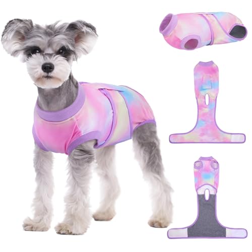 Kuoser Recovery Suit for Dogs, Adjustable Female Spay Dog Surgery Suit, Pet Surgical Shirt Male Neuter Anti Licking Abdominal Wounds Puppy Onesie Bodysuit, Alternative to Doggie Cone After S
