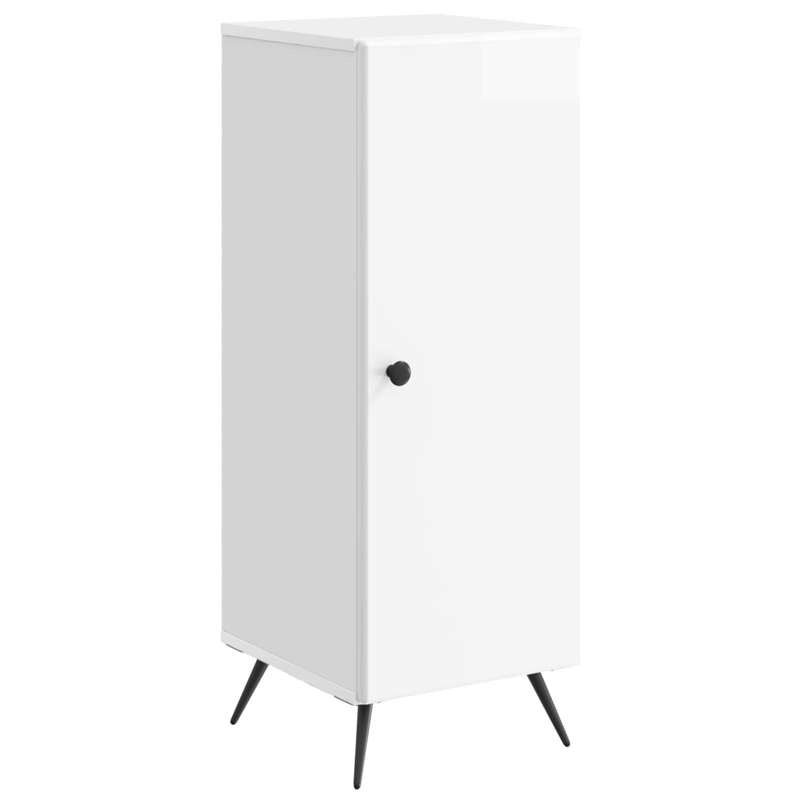 Aparador blanco brillante de 33x34,5x90 cm y cómoda estrecha