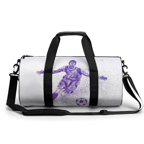 Sac de sport violet sur le thème du football pour gym et voyage de 45cm