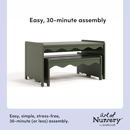 Image of Storkcraft Casablanca Montessori Indoor Kids Table & Bench Set, Olive