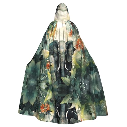 Cape de fête longue style encre avec manteau à capuche éléphant adulte