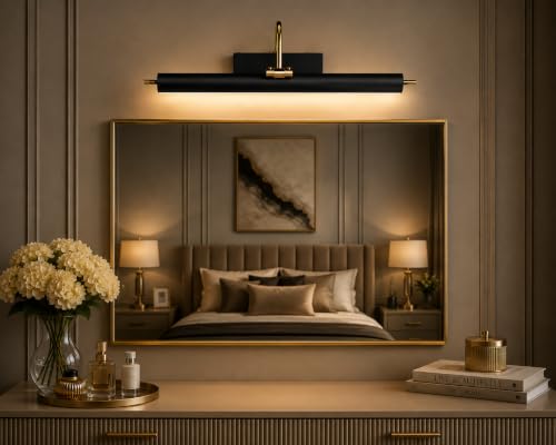 Image of FILLISKA Modern LED Picture /Dressing /Vanity /Bathroom /Mirror Light with 3 Step Light Mode & Adjustable Head (White,Warm White and Neutral White) (Matt Black 20Watt-9656)