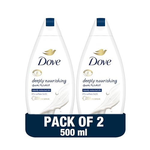 Dove Deeply Nourishing Body Wash for Instant Moisturising Original with No Sulfates or Parabens 500ml Pack of 2