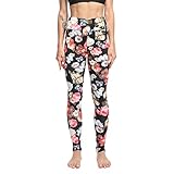 svogue vaner Leggings for Women Ultra Soft Yoga Pants High Waist Comfy Workout Printed Leggings -REG/Plus-80+Colors Black Roses