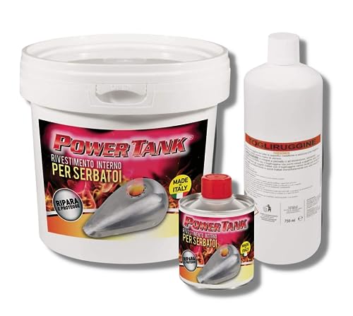 Power Tank Trattamento Serbatoio Moto Auto (100/120 Litri) Kit Very Big 2,5 Kg Per Interno Serbatoi Benzina Diesel Gasolio Elimina La Ruggine Ripara P