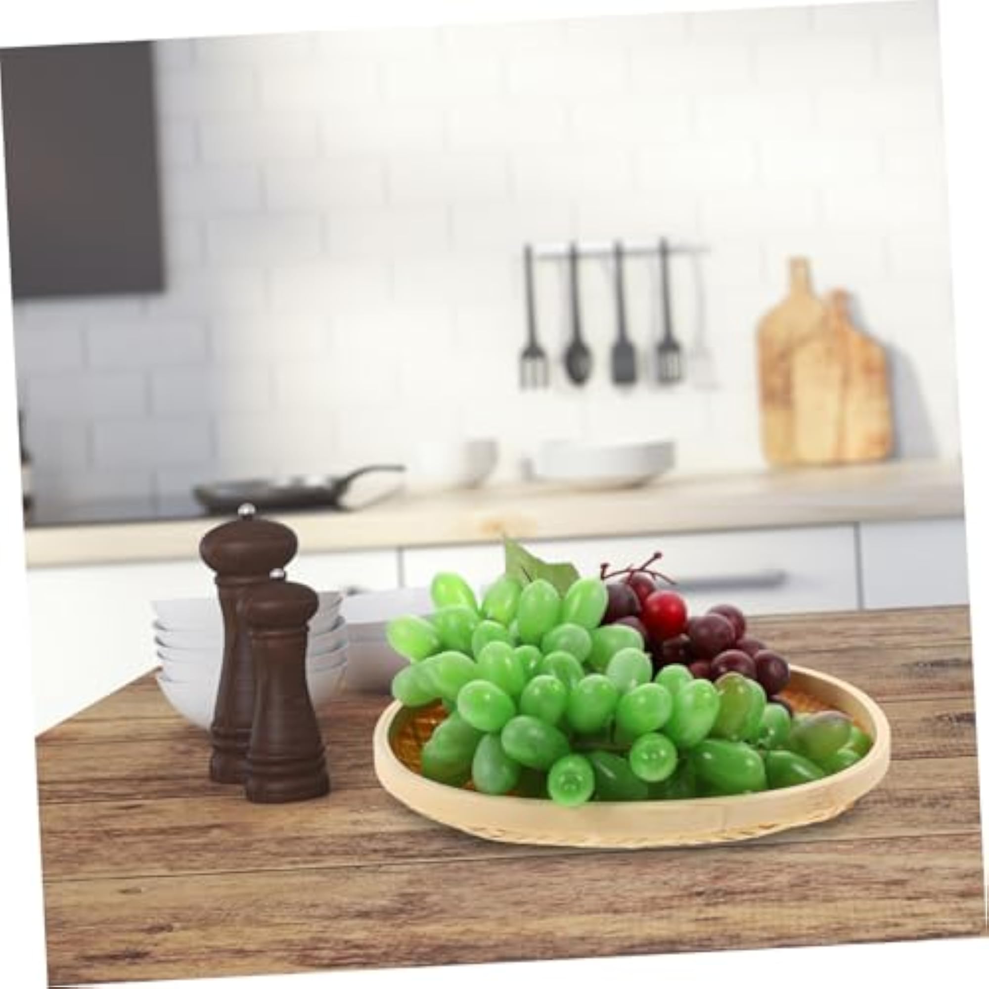 Bamboo Woven Basket Tray for Kitchen Organizer Serving