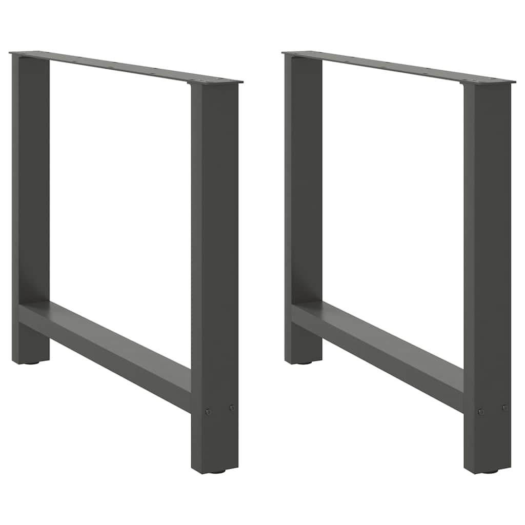 Gambe per tavolo da pranzo, antracite, 2 pezzi, 100 x 72-73 cm, acciaio