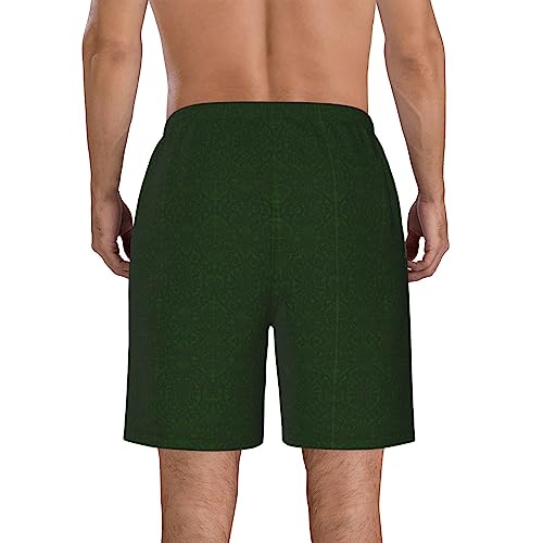 Hunter Green Floral Petals Pattern Print Men's Beach ofens Swim Trunks Shorts Quick Dry with Shorts Running, Surfing2