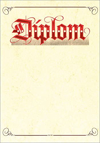 RNK 2851 - Certificado con texto"Diplom" (papel de piel de elefante), 190 g/m², color blanco, DIN A4 Cover