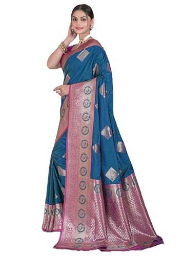 Sari Banarashi 13935 en soie douce tissé avec élégance traditionnelle
