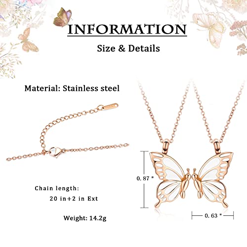 constantlife 2 Pack Butterfly Urn Necklaces for Ashes for Women Girls Stainless Steel Pendants Cremation Keepsake Jewelry Mother Daughter Sister Friendship Memorial Gifts2