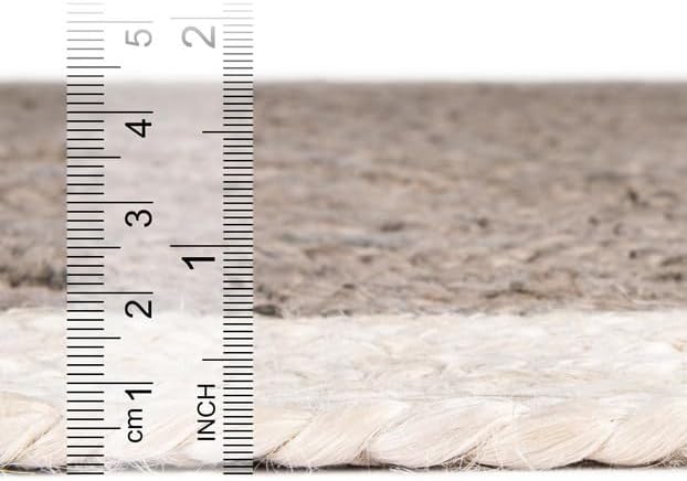 8' Square Feet Rigo Jute Hand Woven Area Rug, Natural, Solid Farmhouse Design, Natural Fiber, for Bedroom, Living Room, Dining Room, Hallway, Office, Kitchen, Entryway