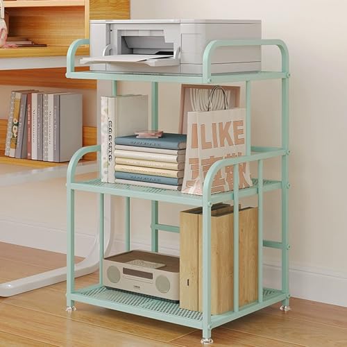 HOLGVE Soporte Metálico for Impresora, Soporte Móvil for Oficina, Mesa con Ruedas for Impresora, Carrito De Almacenamiento Bajo El Escritorio, Estante for PC, Fax(Green)