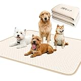 Paerduo 洗える ペットシーツ 犬 猫用 おしっこマット ペットマット ペットマット ペット用トイレ下敷きマット 超吸収 防水/消臭/速乾 繰り返し利用可能 洗える 漏れ防止 滑り止め 中型・大型犬/ウサギ対応な防水マット 人間兼用介護マット(L(60*90cm)*2枚， ベージュ) image