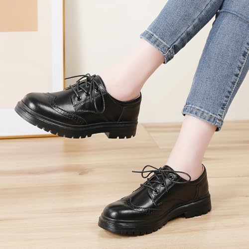 Image of Women's Oxford Shoes Classic Brogue-Style Platform Casual School Dress Shoes