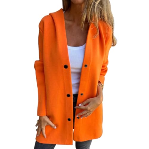 Hoodies Jacket for Women Casual Notch Lapel Single-Breasted Peacoat Long Sleeve Jackets Comfy Solid Color Outwear4