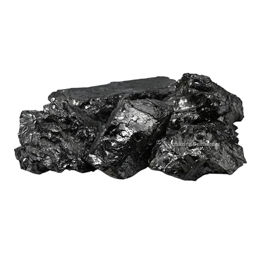 Image of Amazing Gemstone Elite Shungite Raw Crystals and Healing Stones, 2 Pieces Natural Rocks for Tumbling and DIY Raw Stones and Crystals