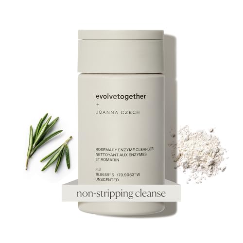 evolvetogether x Joanna Czech Rosemary Enzyme Twice-Daily Face Cleanser for Women & Men | Hydrating, Gentle Enzymatic Formula For All Skin Types | Vegan, Toxin-Free | Made in USA (Fiji, 1.41 Oz)
