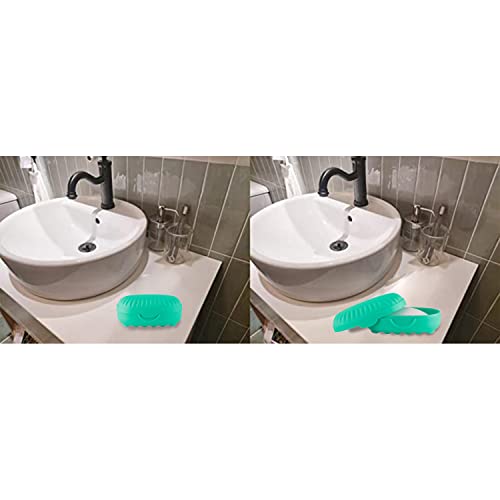 Image of Heart Home Soap Holder for Bathroom | Portable Plastic Self Draining Soap Holder | Leakproof Soap Box for Bathroom, Outdoor Camping, Traveling | Mint Green