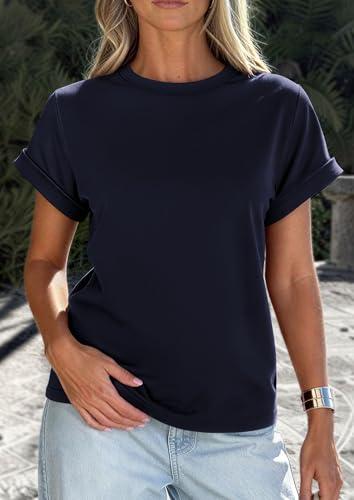 Image of PRETTYGARDEN Womens Summer Tops Short Sleeve Shirts