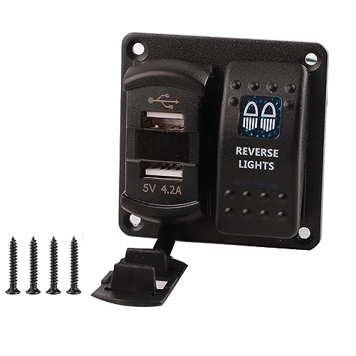 Painel basculante à prova d'água, 12 V a 24 V, 2 interruptores basculantes, 2 USB com voltímetro di