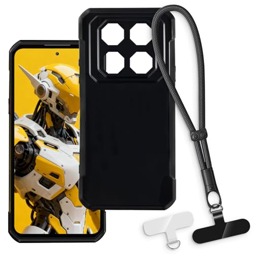 OAGELIM 2-in-1�ی�P�[�X�ƃ��X�g�X�g���b�v Oukitel WP60 �Ƃ̌݊������� ���O���\�ȃ��j���[�h�t���d�b�J�o�[�A����~�ߕ����h�~�O���b�v�n���h�� (�u���b�N + �u���b�N)