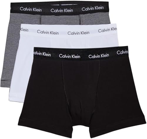 Calvin Klein Men’s 3 Pack Trunks with Logo Waistband