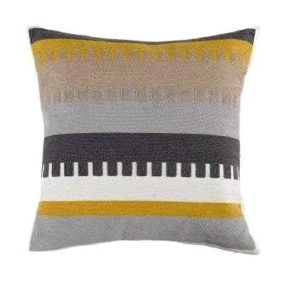 QIJIAYU Funda de cojín para decoración del hogar, lona geométrica, algodón, cuadrada, bordada, 45 x 45 cm, para sala de estar