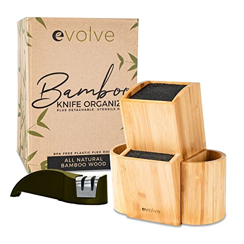 EVOLVE Bamboo Knife Block - Universal Kitchen Knife Holder