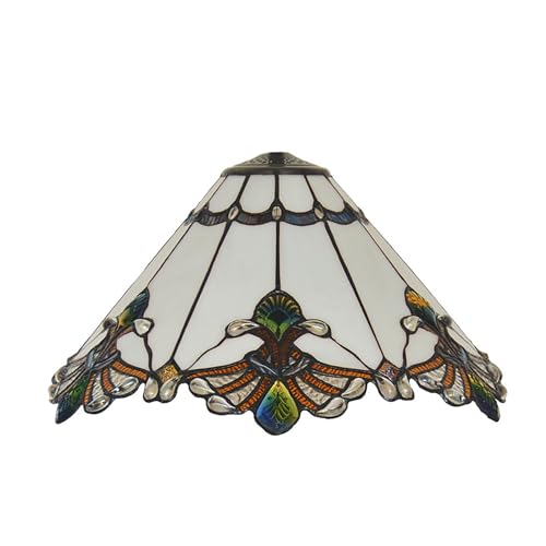 AIBOTY Tiffany Blanco Vidriera Barroca Pantalla de Recambio para Lámpara de Mesa Lámpara de Techo Lámpara de Pie, 12 Pulgadas Vintage Victoriano Pantalla para Lámpara de Escritorio Lámpara Colgante