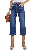 Picture of Sidefeel Women's Capri Jeans High Waisted Stretchy Wide Leg Denim Pants Jeans for Women 2025 Size 14 Bluing