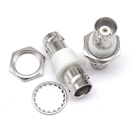 Conector BNC hembra a hembra recto de cobre con tuerca y junta pasamuros 5