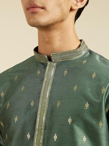 Image of DIWAS BY MANYAVAR Men's Art Silk Thread Embroidered Sequined Kurta (1pc)