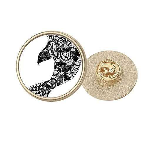 Broche ronde dorée métal clip montagnes rivières Chine accessoire veste