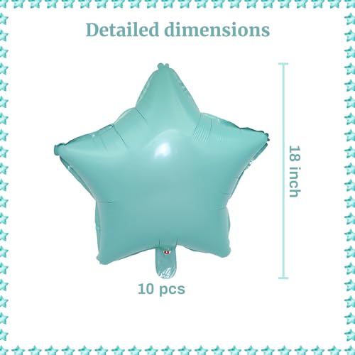 Image of MEETINGU 10PCS 18 inch Star Balloons Foil Balloons Foil Membrane Balloons Party & Wedding Decoration, Turquoise Blue