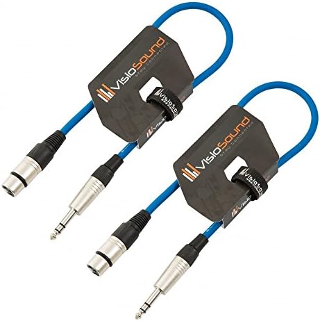 2 x Female XLR to 6.35mm Stereo Jack Lead/Balanced Signal Patch Cable / 2 Pack 3m Black/Black